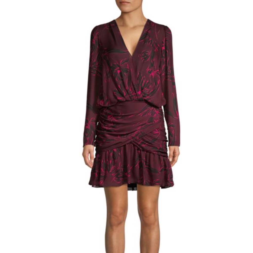 Alc Floral Silk Mini Dress